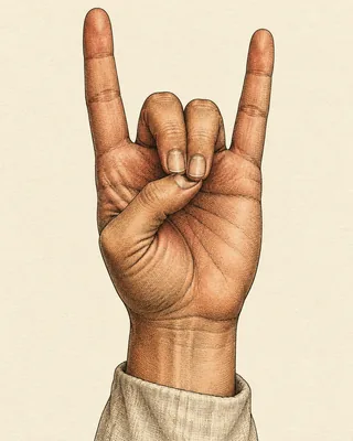 Drawing of a right hand with the middle and ring fingers touching the thumb tip and the index and little fingers straight